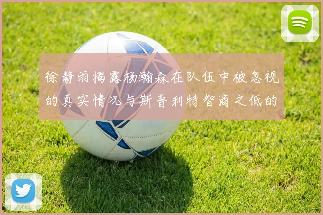 徐静雨揭露杨瀚森在队伍中被忽视的真实情况与斯普利特智商之低的尴尬真相